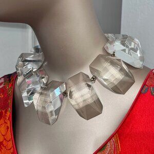Judith Hendler Vintage Oversized Clear Acrylic Choker Necklace